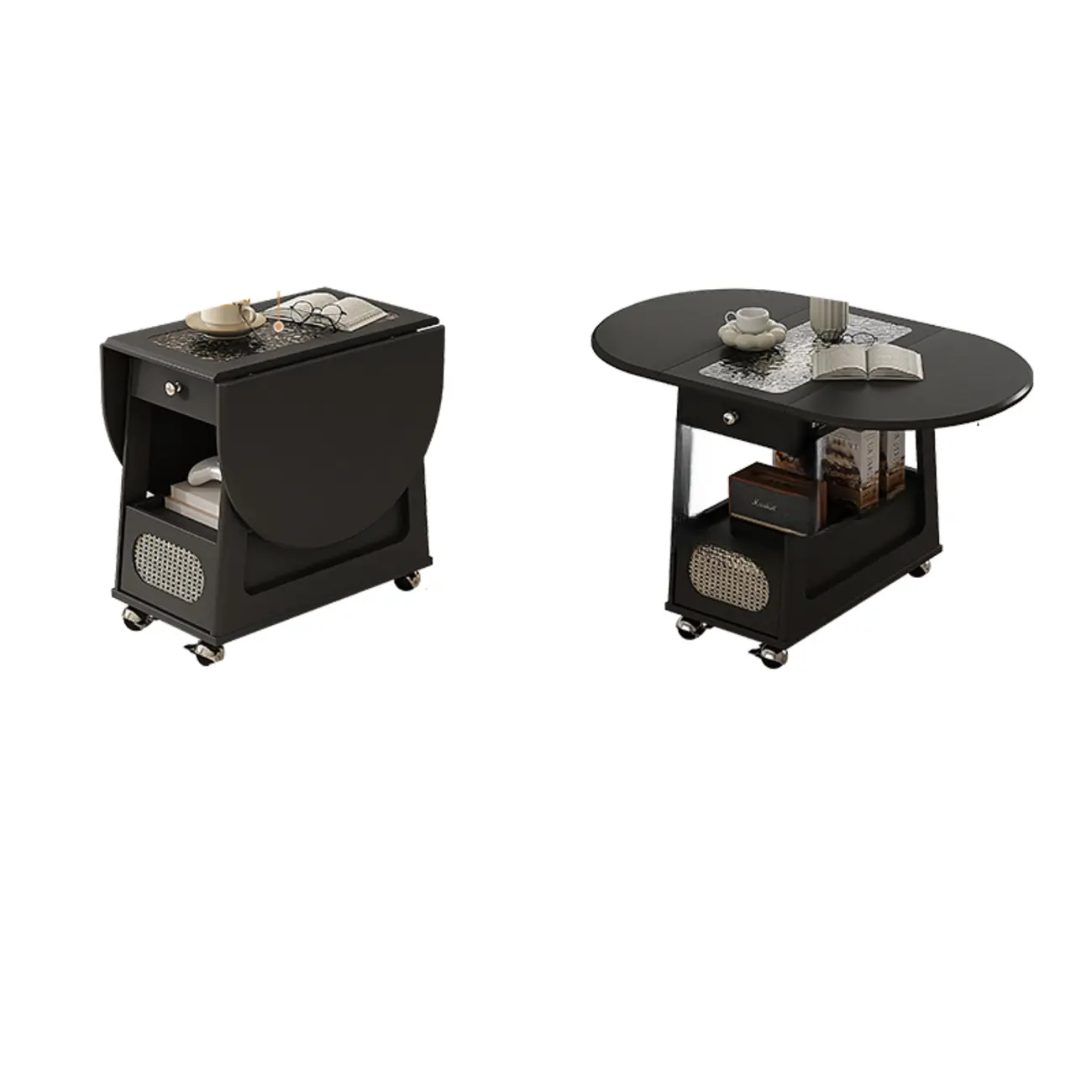 Adjustable Tabletop Modern Wood Side Table with Wheels