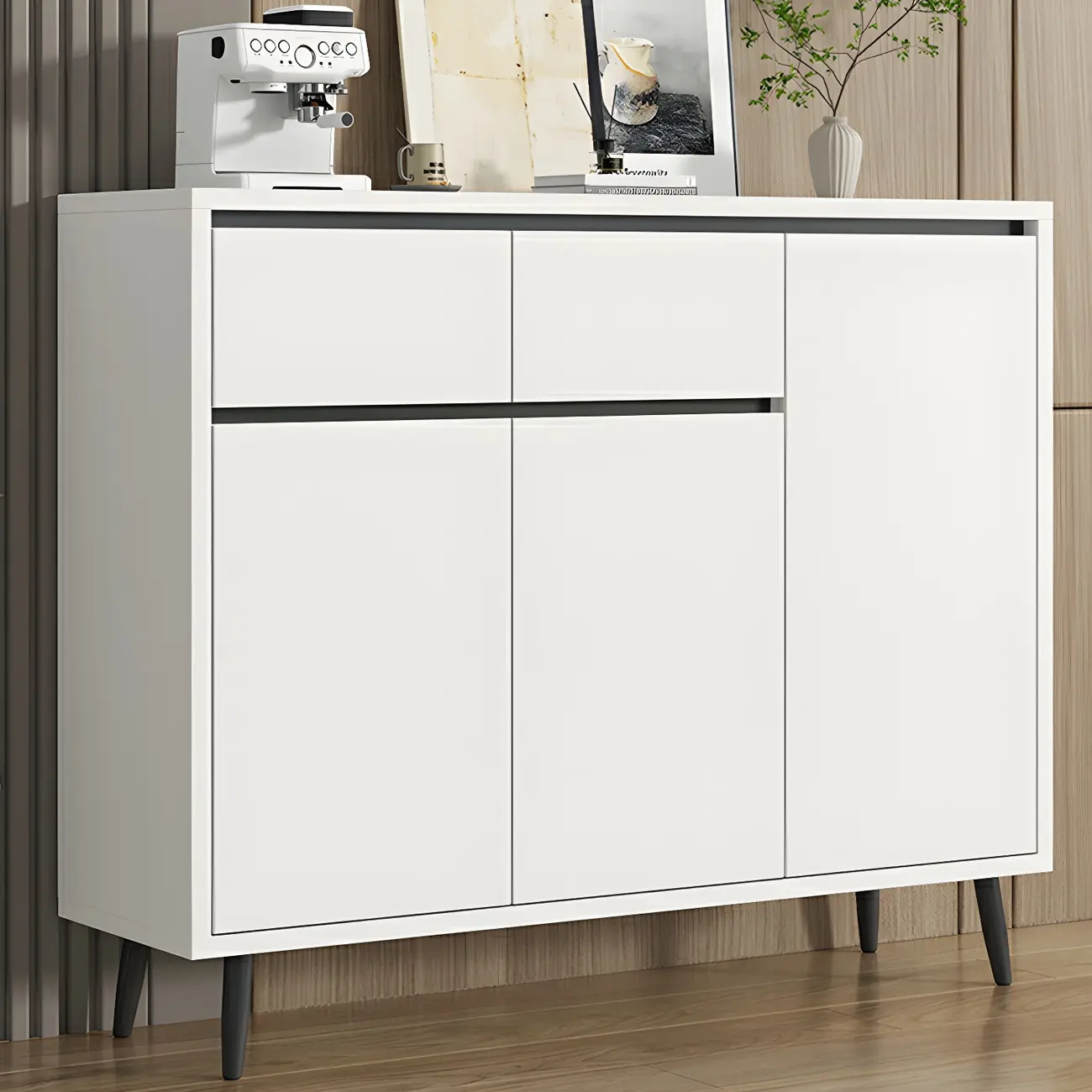 Modern Wooden Sideboard with Multi-Drawers and Cabinets