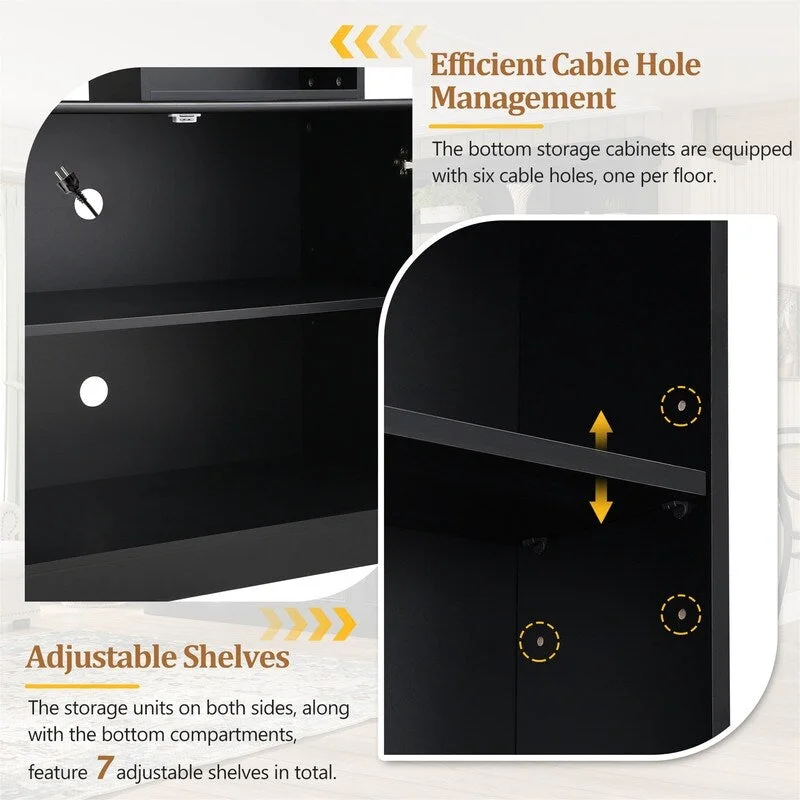 4-Piece Wall Unit Entertainment Center Set with Bookshelf , Versatile TV Stand with Adjustable Shelf, Media Console with Bridge