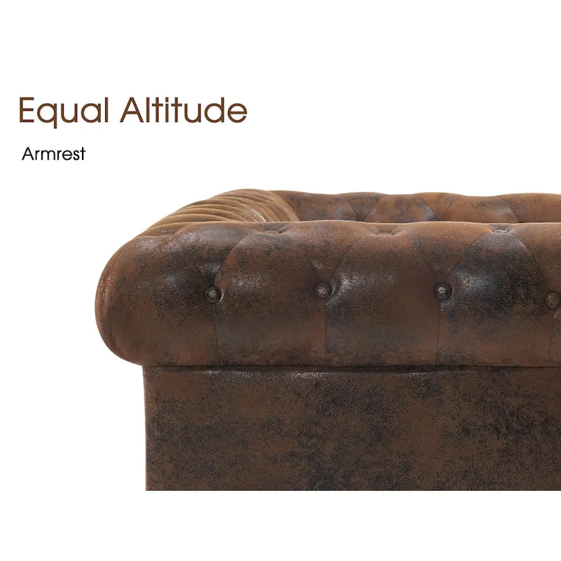 Modern Quilted Club Sofa with Oak Legs