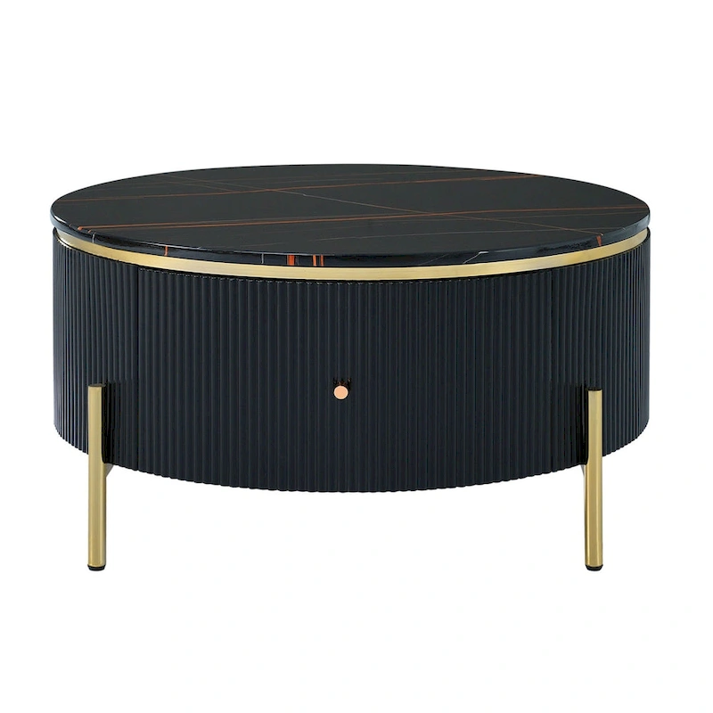 Merax Modern Round Coffee Table with 2 large Drawers