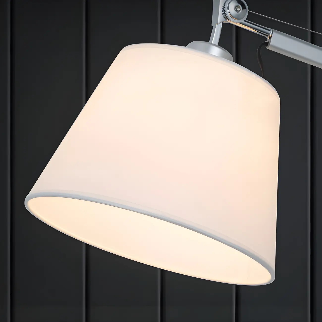 Simple Fabric Shade Silver Swing Arm Wall Light