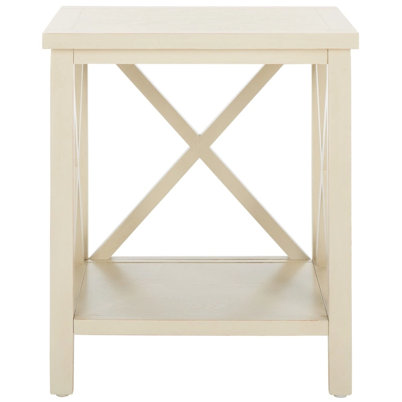 SAFAVIEH Yasumi White Cross Back End Table - 18.1  x 13.4  x 21.5  - 18Wx13Dx22H