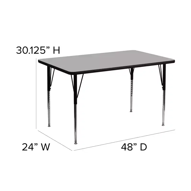 Flash Furniture 24''W x 48''L Rectangular Thermal Laminate Activity Table - Standard Height Adjustable Legs