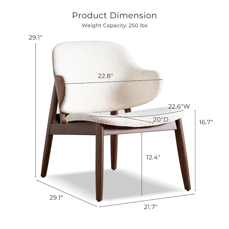 Furniture of America Beck Mid-century Modern Boucle Wingback Walnut Accent Chair