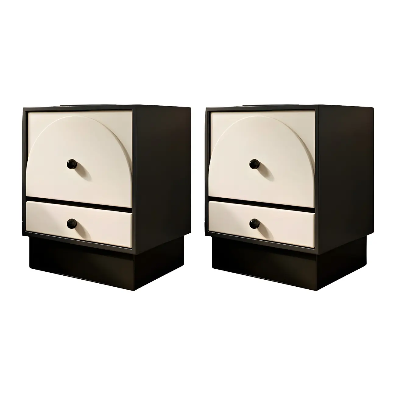 2 Drawers Modern Wood Off-White Nightstand