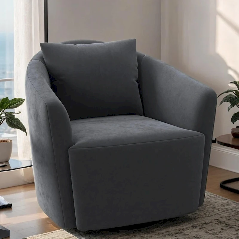 Modern Sofa Living Room Chair Upholstered Arm Chair with Plump Back Pillow