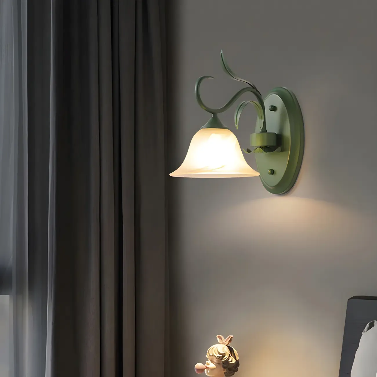Floral LED Wall Sconce with Glass Shade for Interior Spaces