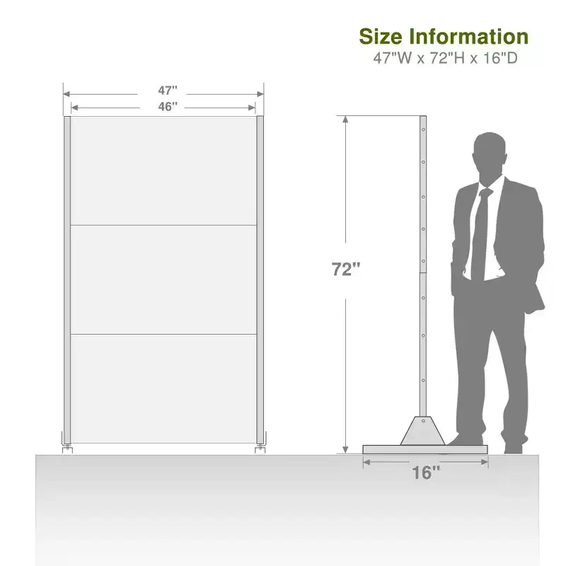 White Metal Freestanding Single-Panel Room Divider, 72