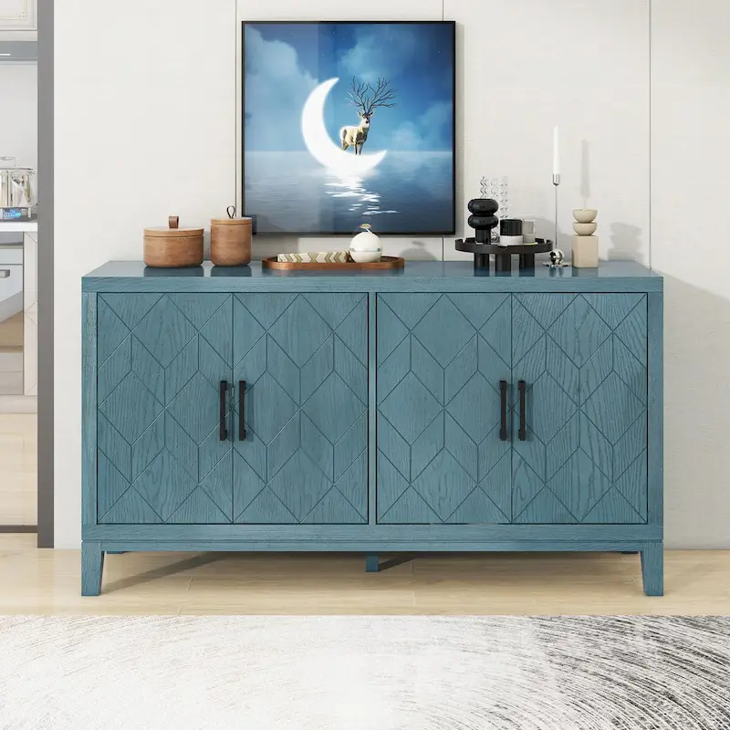 4-door Retro Sideboard with Adjustable Shelves