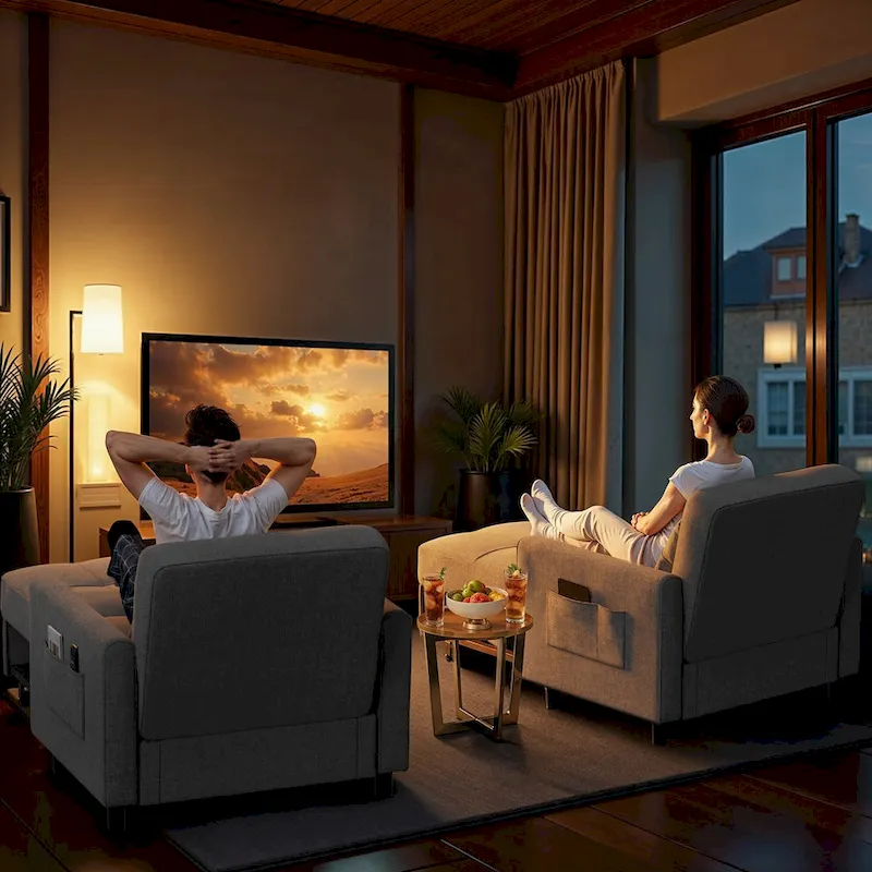 3-in-1 Pull-Out Sofa Bed Sleeper Chair , Convertible Adjustable Foldable Upholstered Lounge Couch