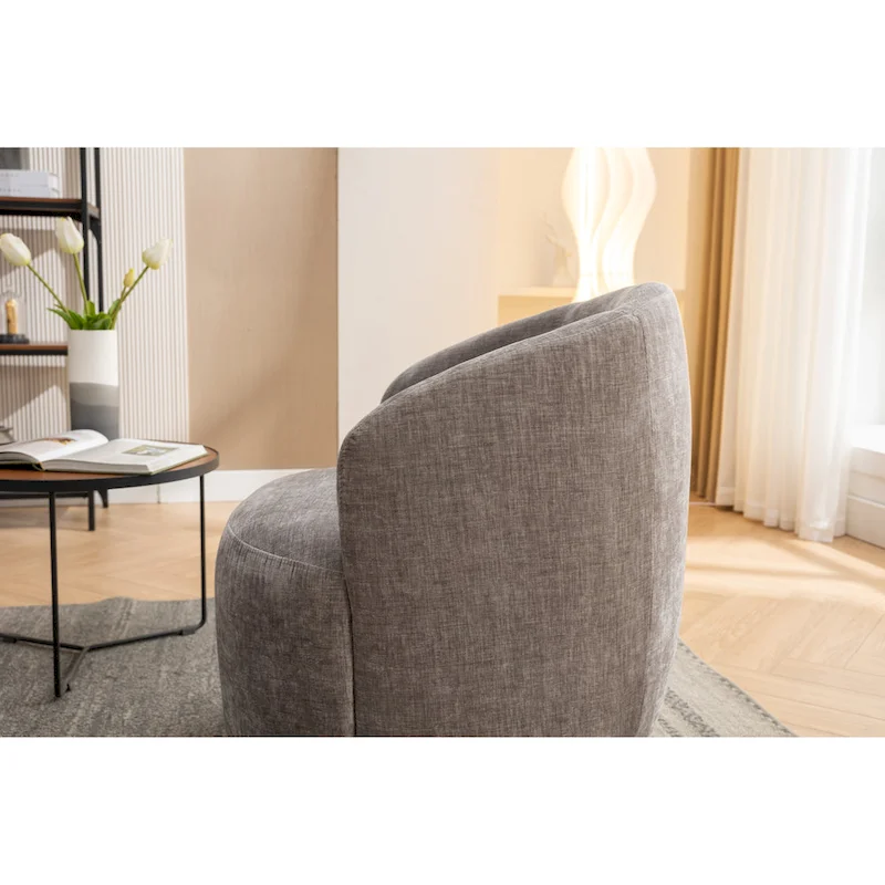 Chenille Fabric Swivel Accent Barrel Chair - 25.60 x 25.60 x 27.56