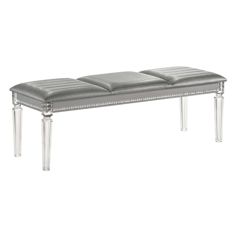 Xian Glam Clear Faux Leather Padded Bedroom Bench by Furniture of America