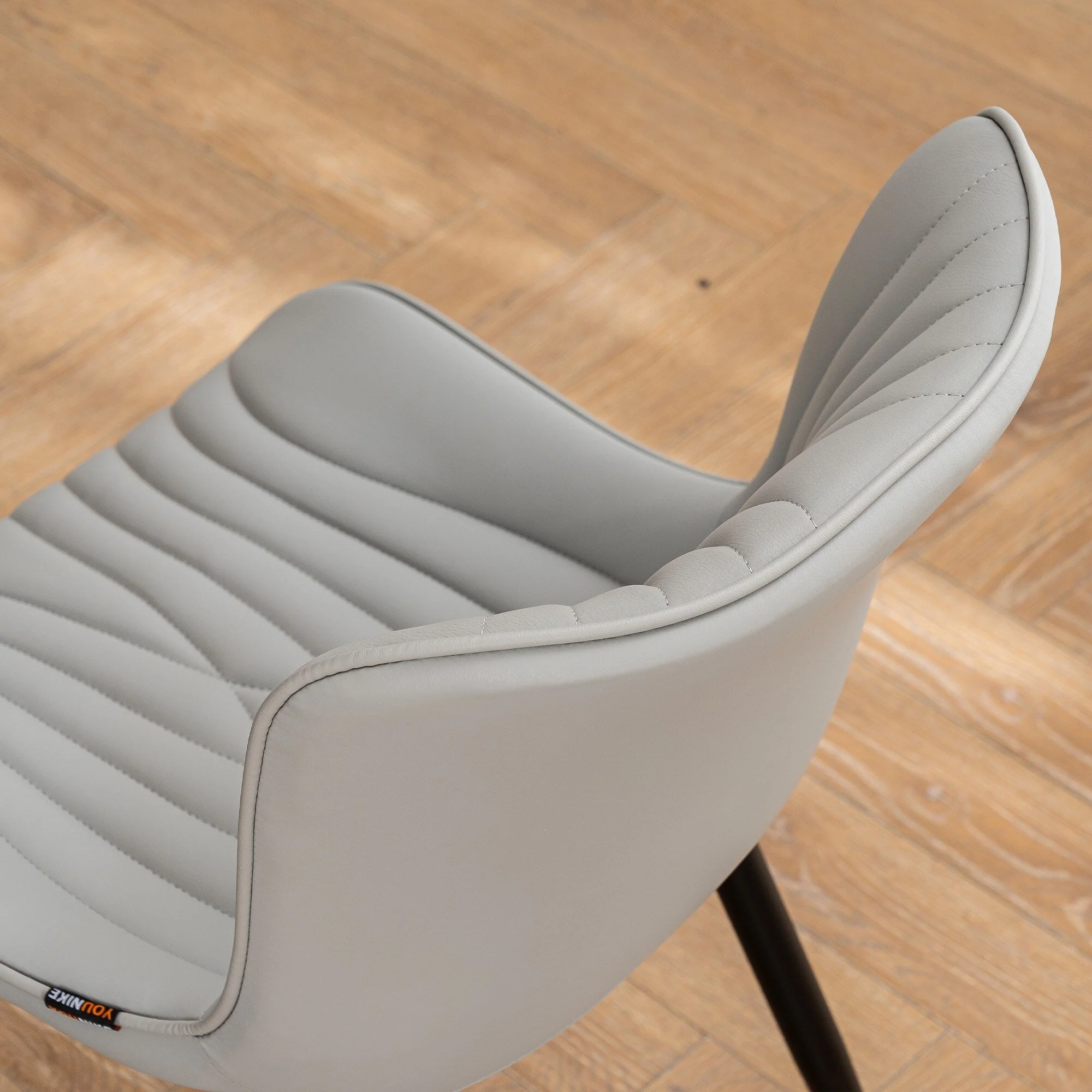 Modern Upholstered Leather Armless Dining Chairs Set of 2