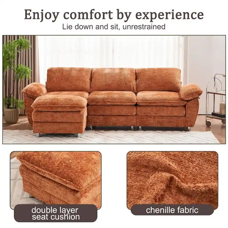 Modern Deep 3-Seat Sofa Couch
