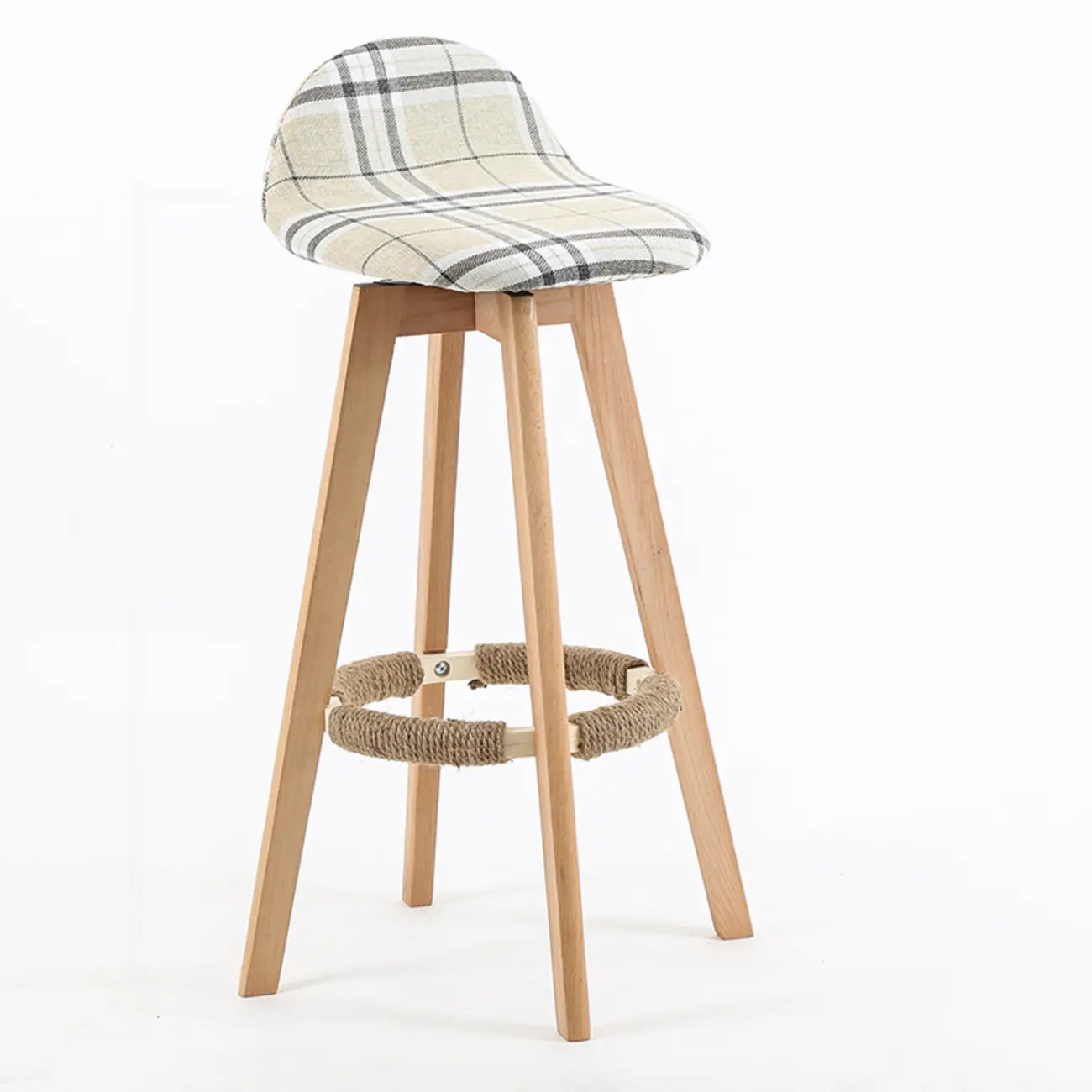 Scandinavian Wood Plush Seat Comfy Design Bar Stool