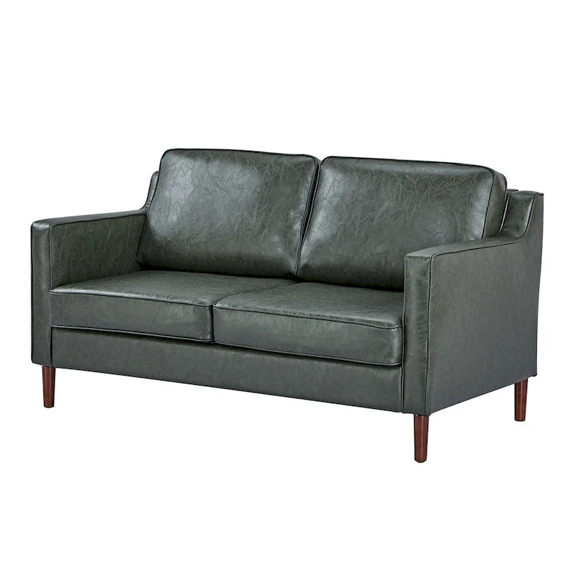 Sedona Modern Loveseat Sofa, Faux Linen / Vegan Leather Couch - N/A