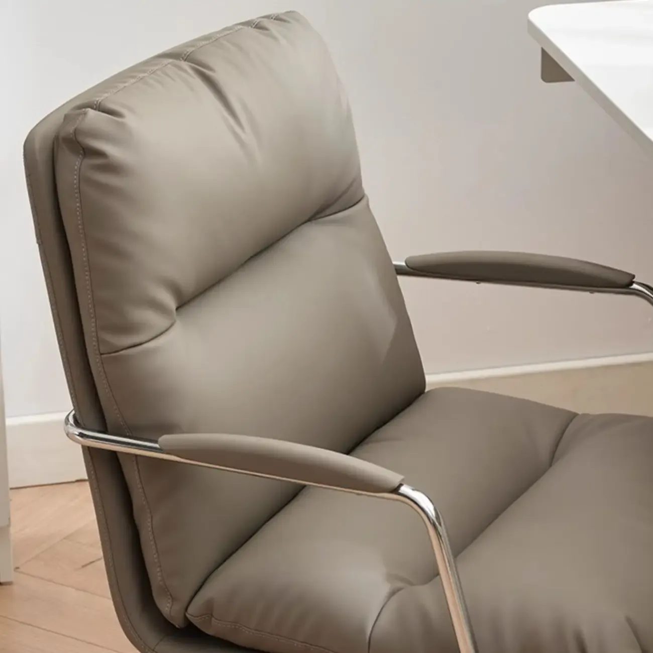 Modern Leather Mid-Back Ergonomic Swivel Office Chair