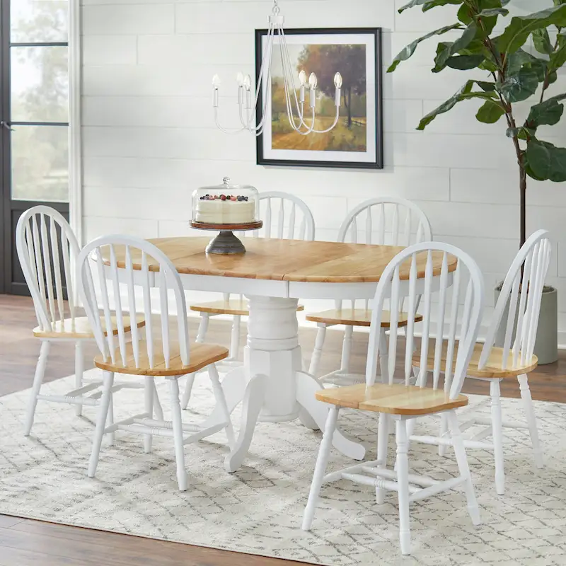 Simple Living Carolina 7-piece Farmhouse Solid Wood Dining Set with Leaf
