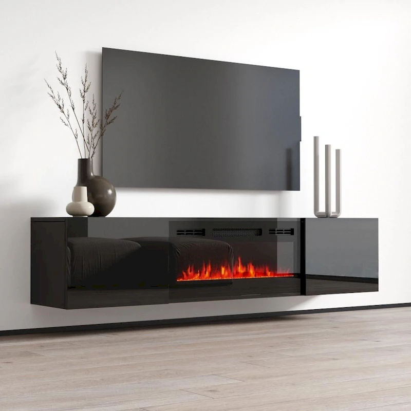 Cali EF Wall Mounted Electric Fireplace Modern 72 TV Stand