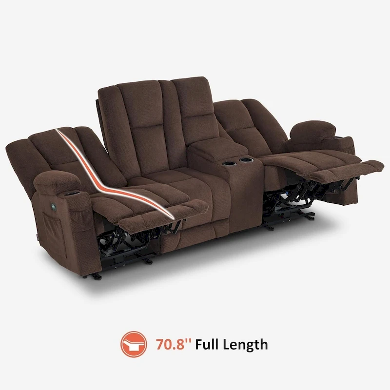 MCombo Electric Power Reclining Sofa with Massage and Lumbar Heat, Fabric 6015/6025/6035/6045
