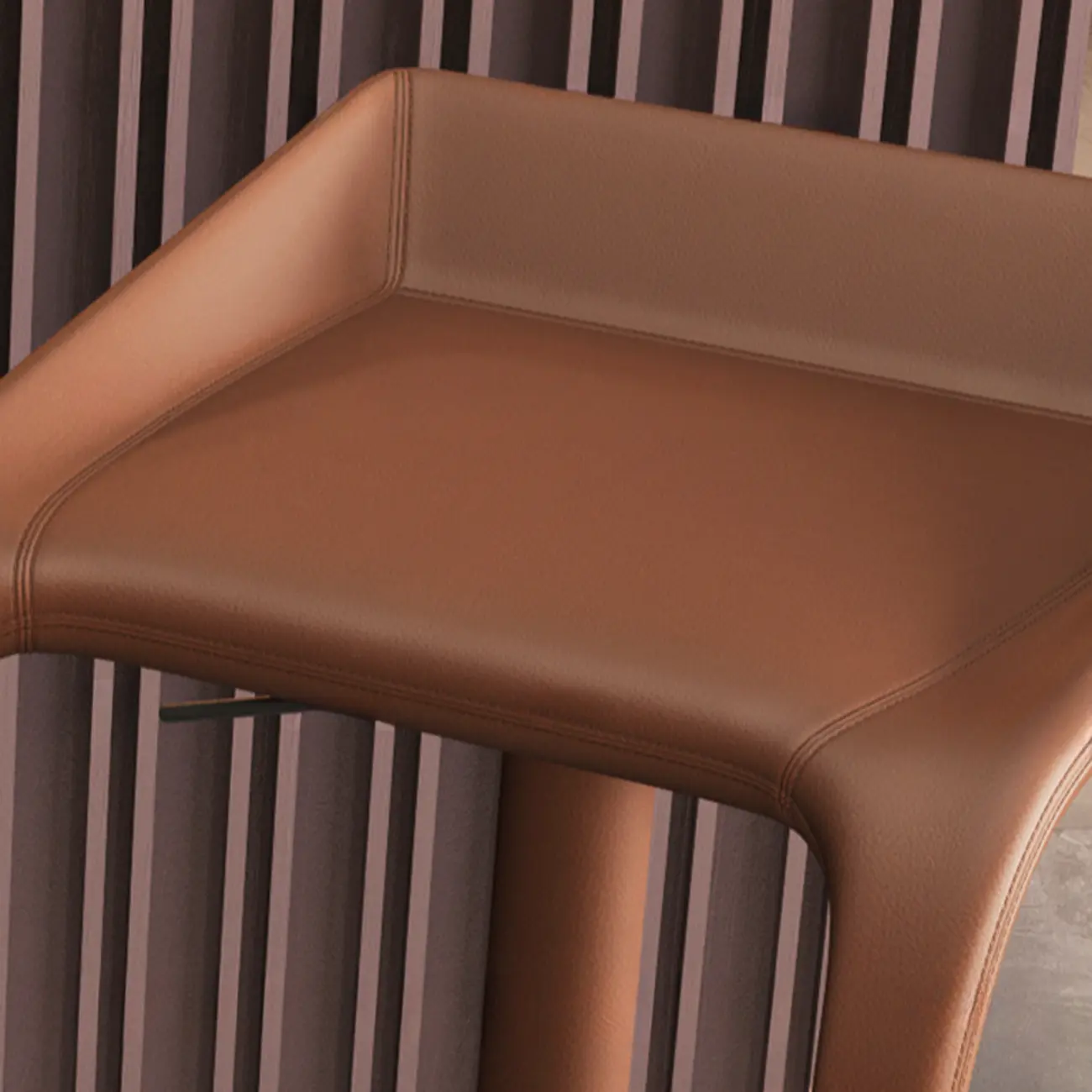 Modern Rectangle Backless Leather Adjustable Swivel Bar Stools