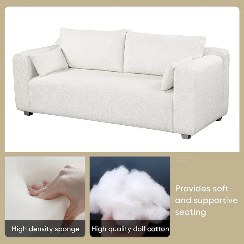 Modern Loop Yarn Fabric Sofa with Extra Wide Domed Arms