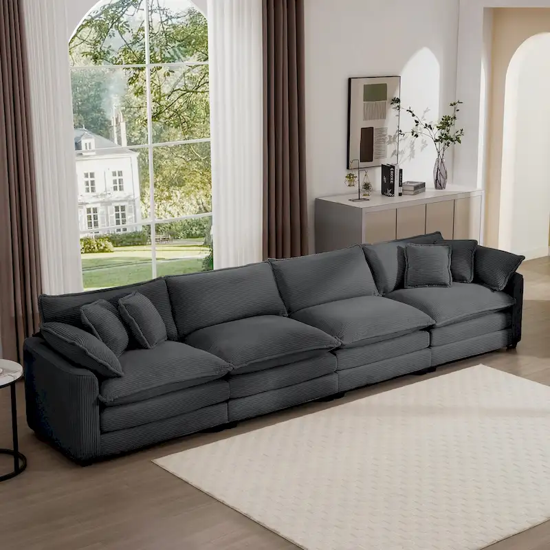Corduroy Cloud Upholstered Modular Sectional Sofa, Free Combination