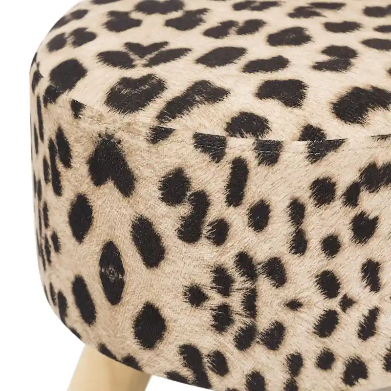 Adeco Modern Round Ottoman Home Footrest Stool/ Linen Fabric Seat Pouf