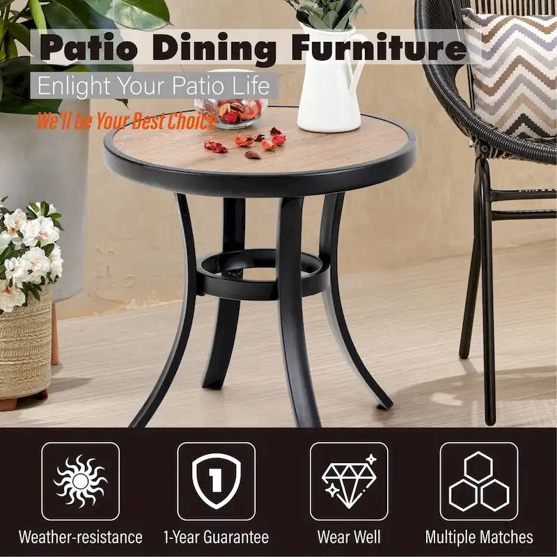 MAISONARTS 3 Piece Bistro Set, 2 x Aluminium Stackable Dining Chairs and 1 x Side Table