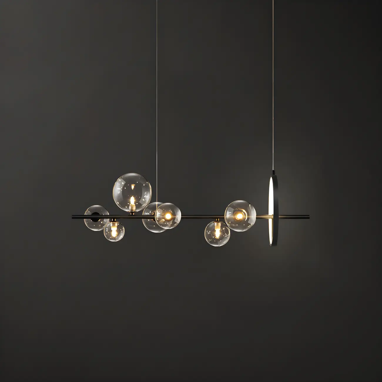 Artistic Black Glass Globe Island Hanging Light