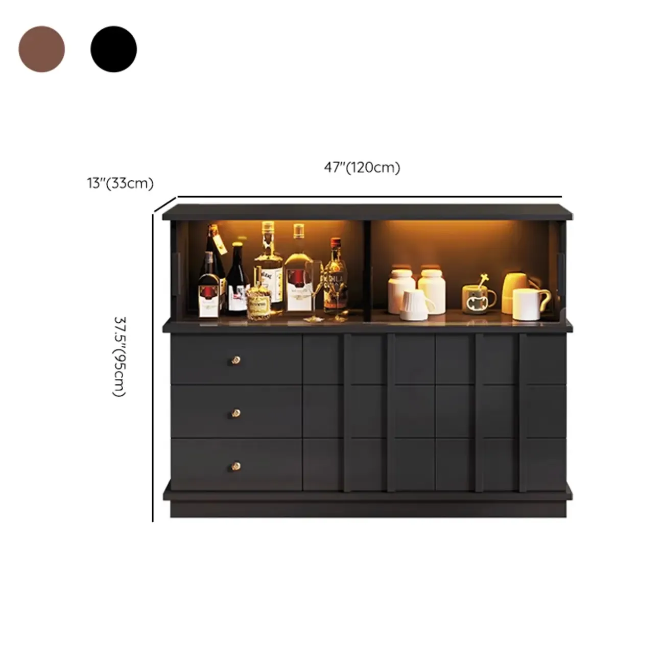 Modern Nut-brown Freestanding Wood Wine Bar Cabinet