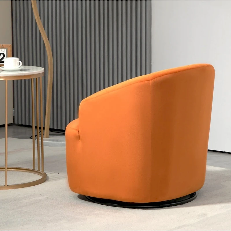 Accent Chair with Barrel-shaped Design and 360 Degree Swivel Feature