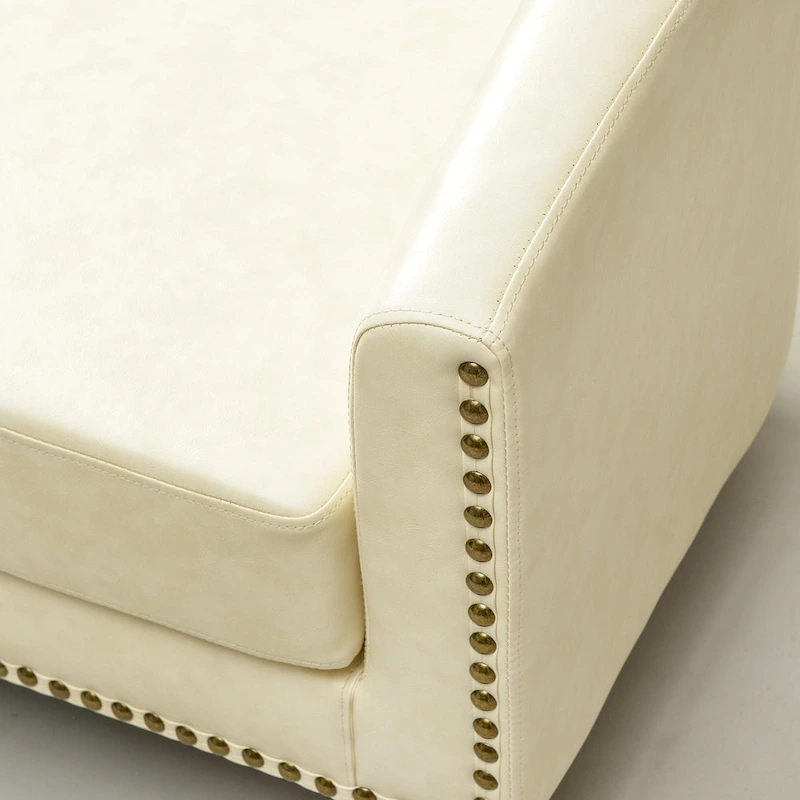 KINWELL 50W Tufted Faux Leather Upholstered Small Loveseat Sofa