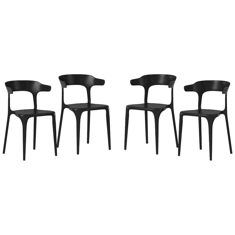 Frond and Form Outdoor Patio Modern Stacking Dining Side Chair (Set of 4)