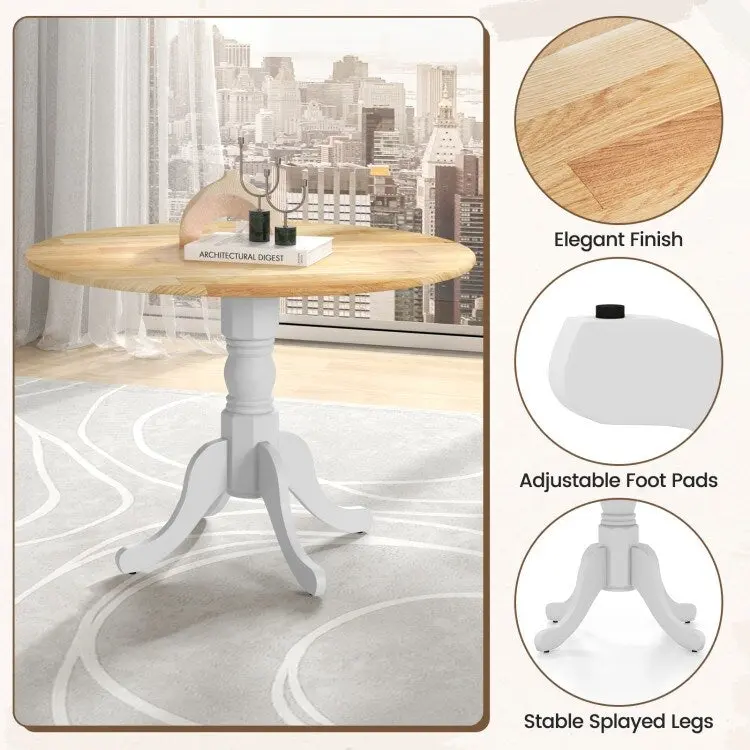 Wooden Dining Table with Round Tabletop and Curved Trestle Legs - 39.37 x 39.37 x 28.74