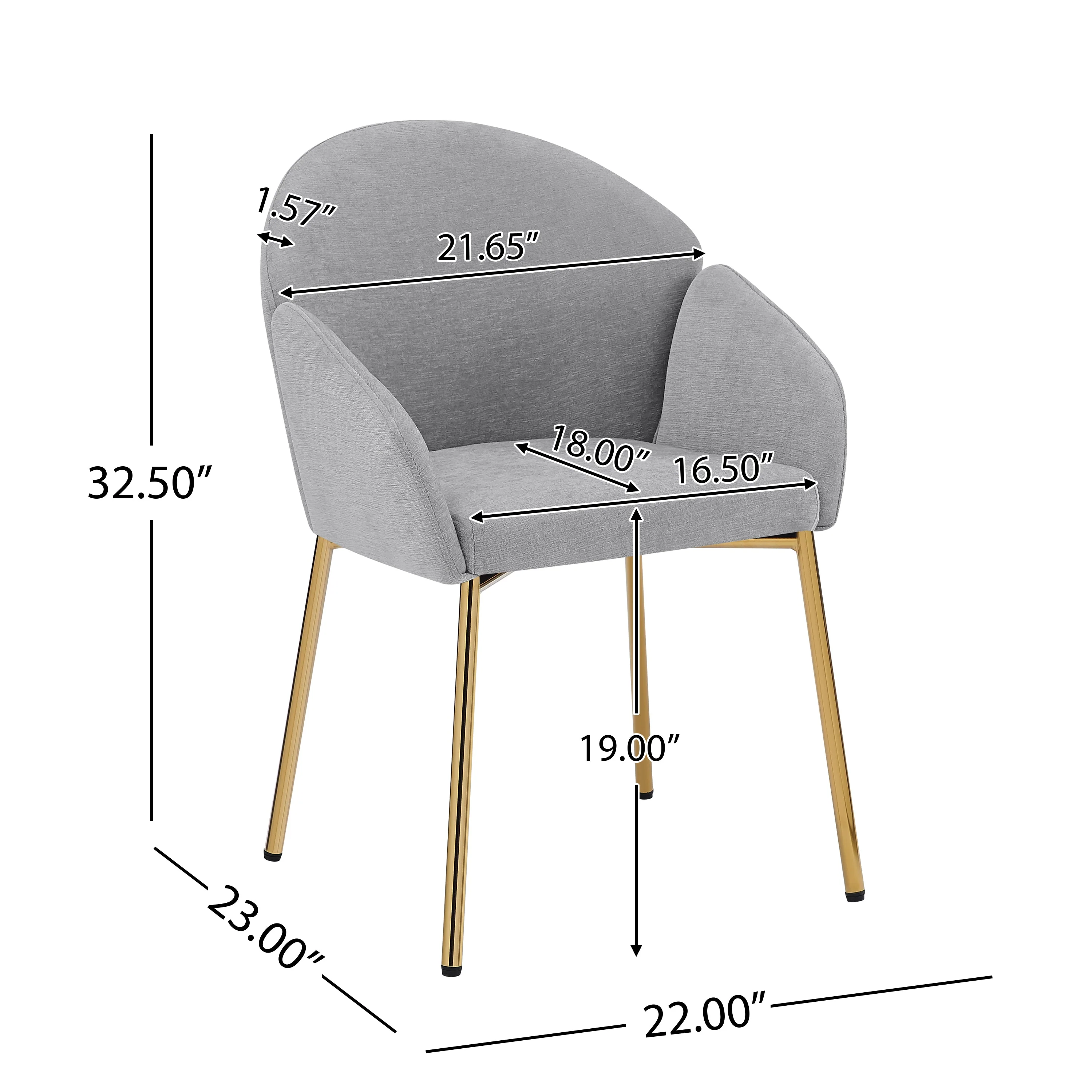 Luxury Polyester Round Back Dining Chairs, (Set of 2)