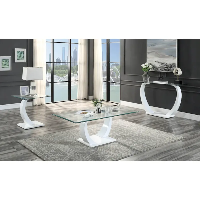 Cres Glam Glasstop 3-Piece Coffee Table Set by Furniture of America