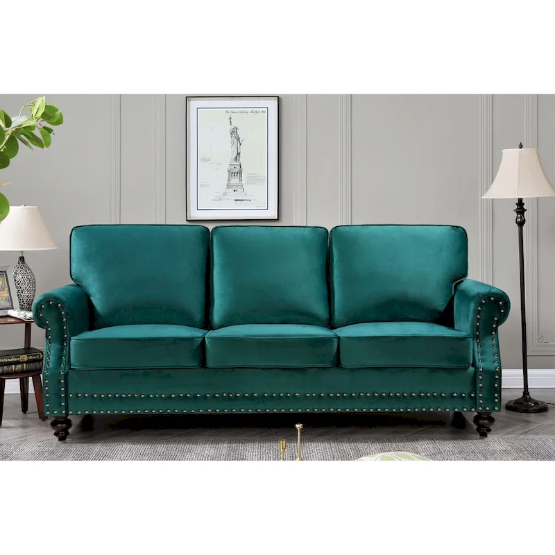 Ramos Nailhead Velvet 3-Piece Set-Loveseat Sofa and Chair
