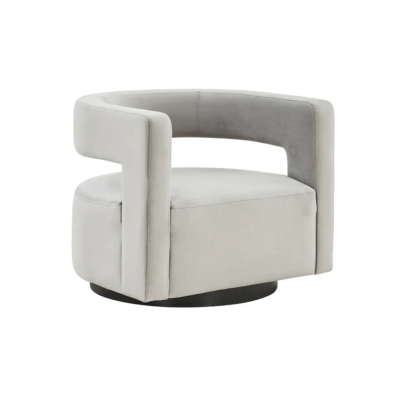 Upholstered Swivel Chair with Cut-Out Back