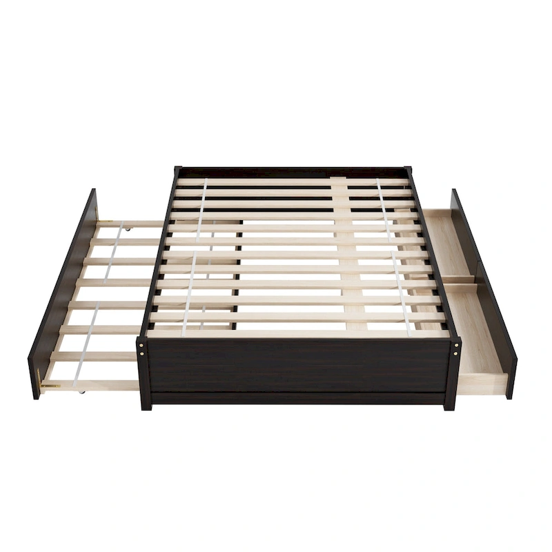 Full Bed Frame With Twin Trundle and 2 Drawers