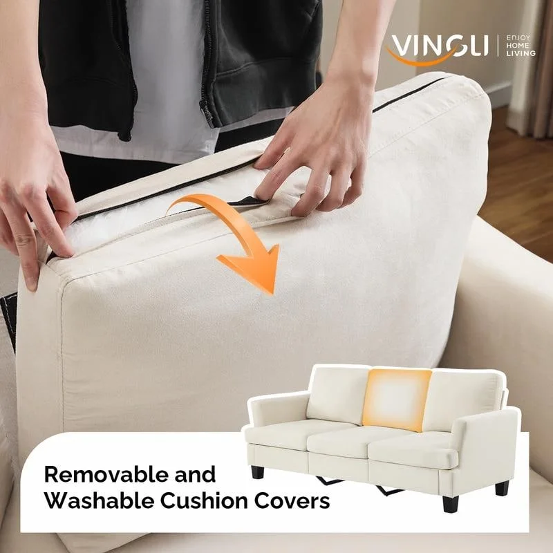 83.5 Upholstered Square Arm Suede Sofa