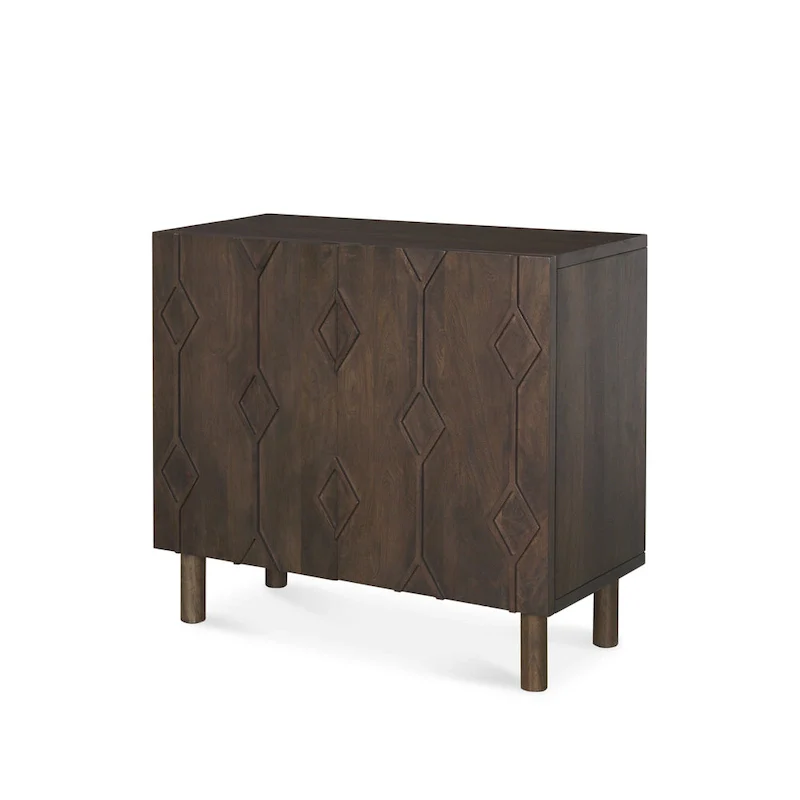 Dark Brown Diamond Motif w/ Shelf Accent Cabinet - 36.0L x 16.3W x 32.0H