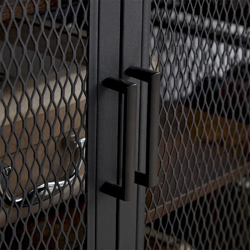 3-Tiers Buffet Cabinet with LED Strip and Glass Holder,Power Outlet