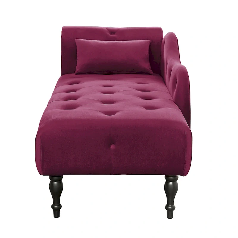60.6 Velvet Upholstered Button Tufted Chaise Lounge Chair with Nailheads