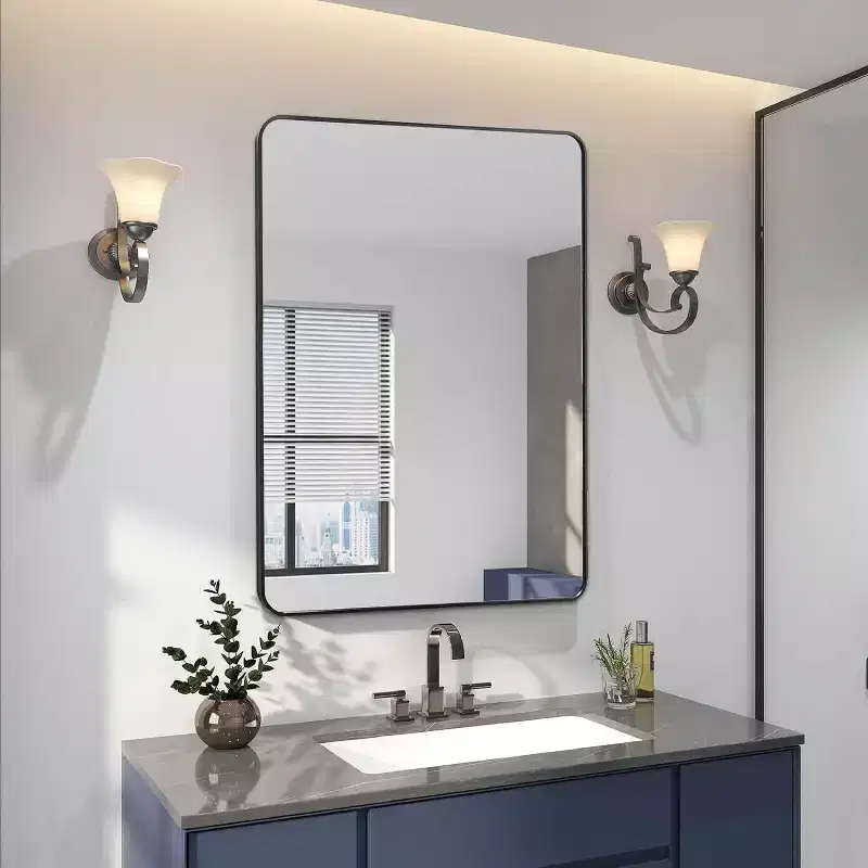 24x36'' Rectangle Bathroom Mirror,Decorative Wall Mirror with Shatterproof Film & Brushed Aluminum Frame for Bathroom,Living Room
