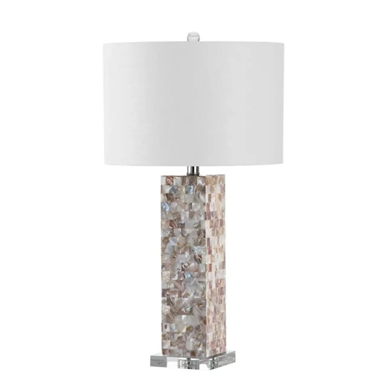 Elegant Shell Base LED Table Lamp with Linen Shade