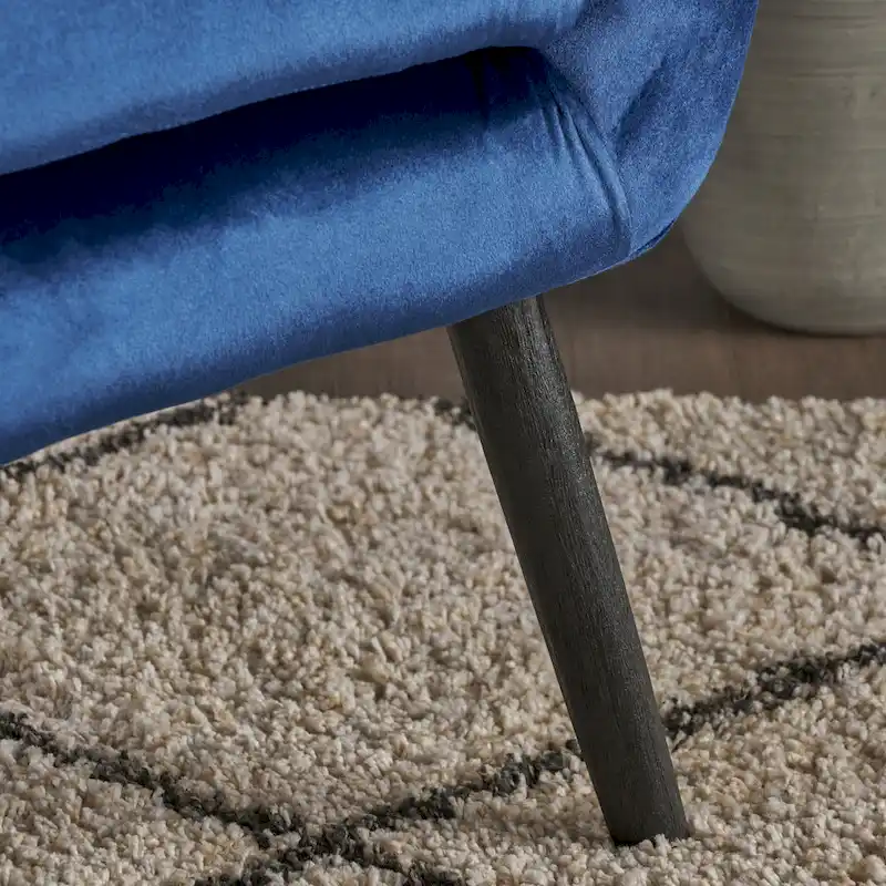 Navy Blue 34.25  Velvet Wingback Arm Chair