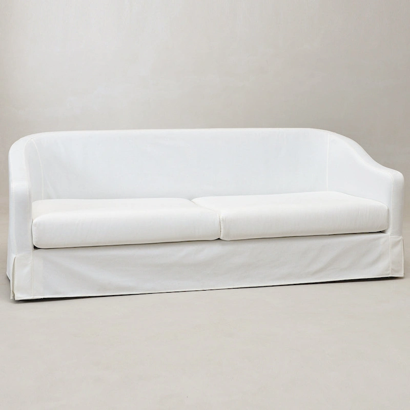 KINWELL 3-Seater Linen Slipcovered Sofa with 4 Pillows and Skirt, 90W