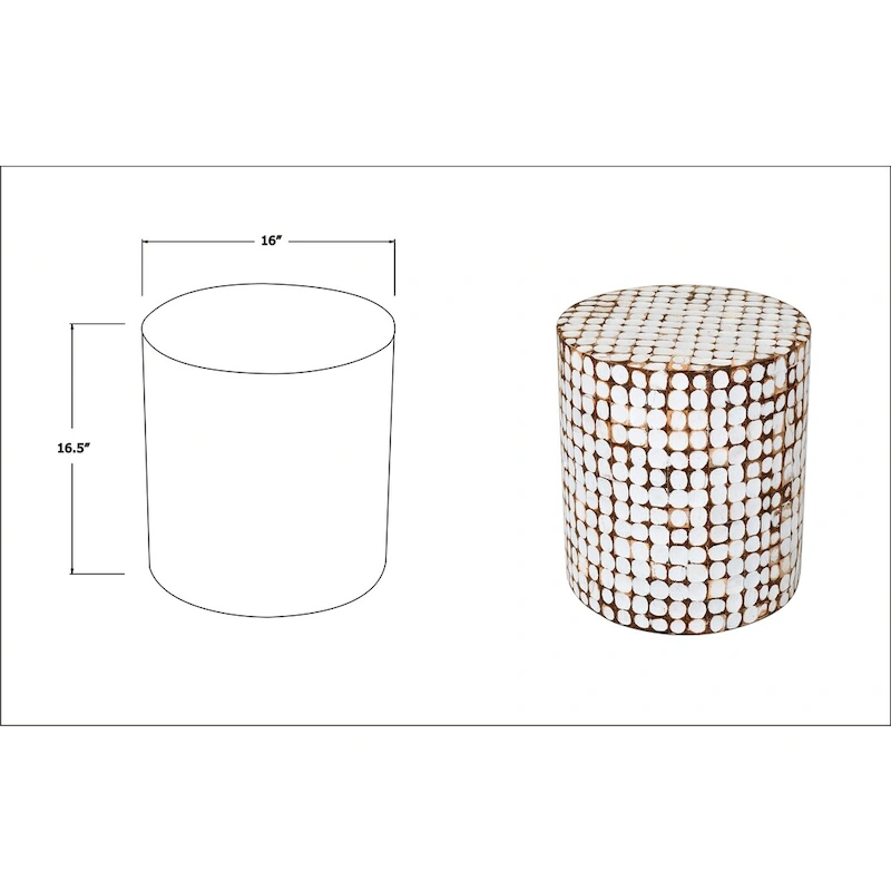 Round Coconut Shell Mosaic Accent Table by East at Main